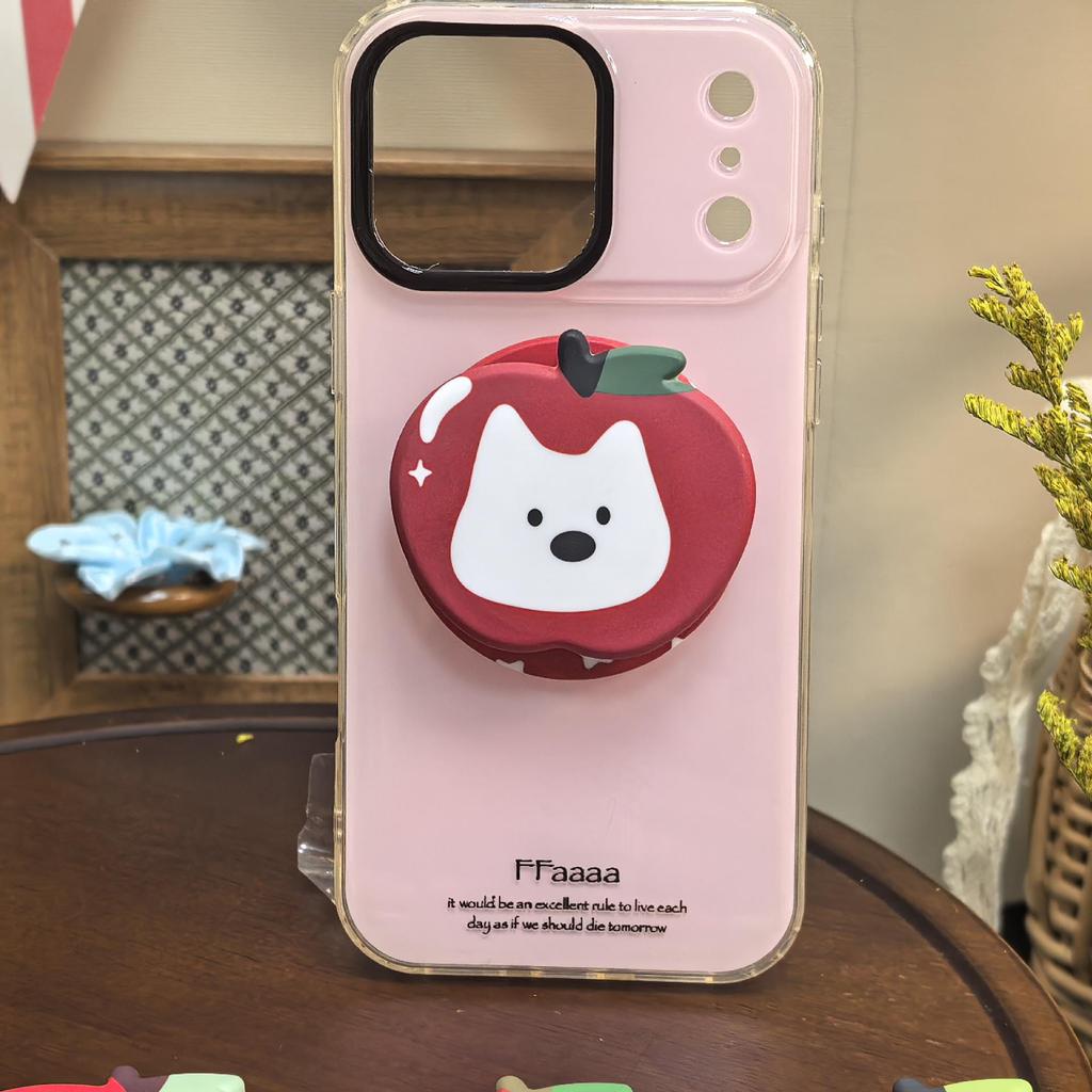 Cartoon Heart Girl Phone Holder – Magnetic, Retractable Airbag Stand with Finger Ring