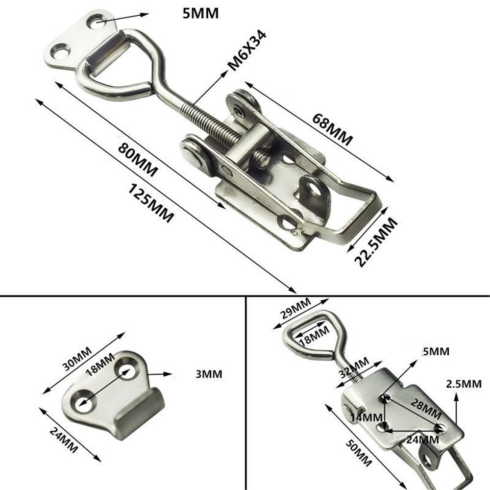 SUS304 Stainless Steel Adjustable Toggle Lock – Cabinet Door Box Handle Latch – 95/125/170mm, Heavy Duty, Quick Snap-Lock