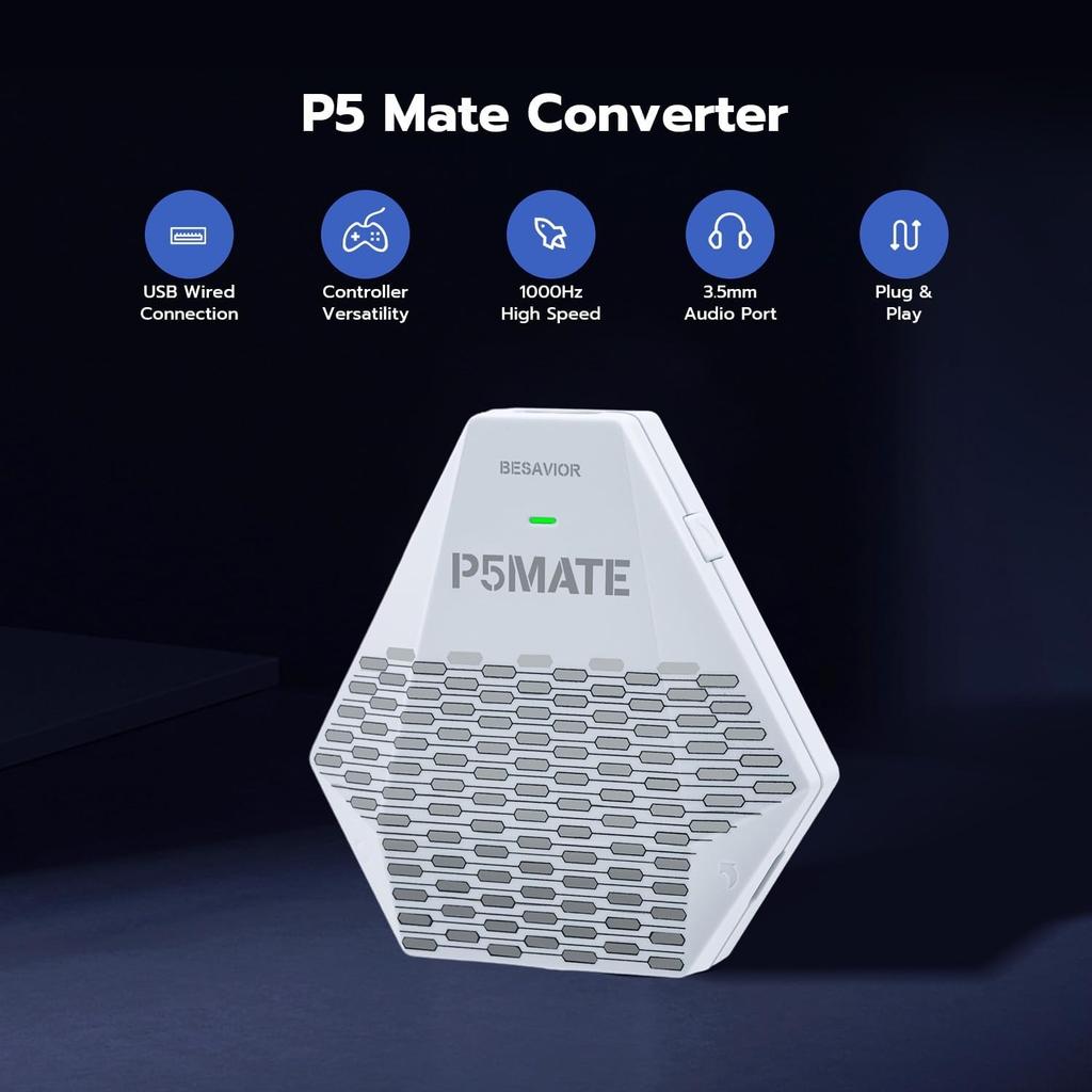 P5 Mate USB adaptér pro PS5/PS5 Slim Gaming Converter Příslušenství Hry pro více hráčů, nízká latence, podpora více ovladačů/periferií/náhlavních souprav/atd.