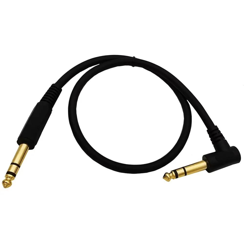 Right Angle To Straight 6.35mm 1/4 Inch TRS Instrument Cable Gold Plated Balanced Stereo Audio Cord For Electric Guitar Bass Keyboard Amplifier Wire