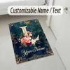 Floral Horse Theme Soft Crystal Velvet Rug Custom Name & Text Print Non Slip Floor Rug for Bedroom Living Room