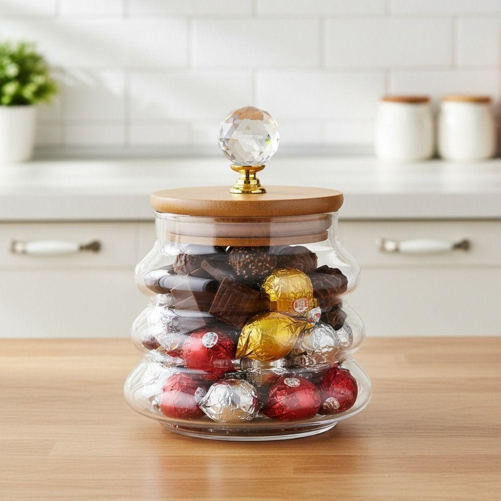 Striped Pattern Tea Sealed Jar Transparent Grains Jar Simple Kitchen Storage Bottle Candy