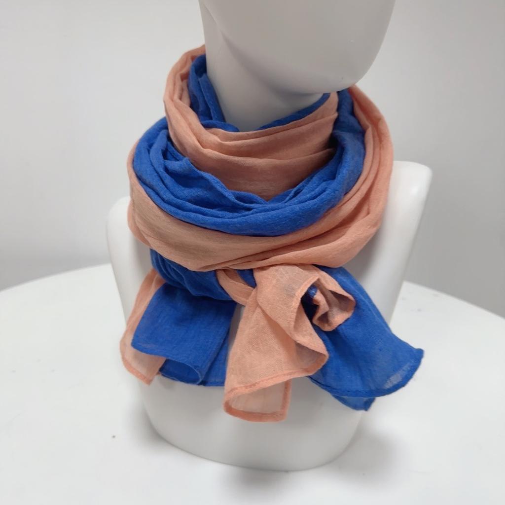 Two-Color Spliced Cotton And Linen Scarf, Very Soft To The Touch, With A Sense Of Drooping, Support