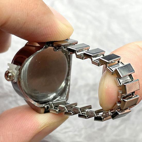 Okrągły zielony zegarek z tarczą Elastyczny pasek ze stali nierdzewnej Eleganckie męskie kobiety Zegarek dla par Palec serdeczny Prezent urodzinowy Modne dodatki