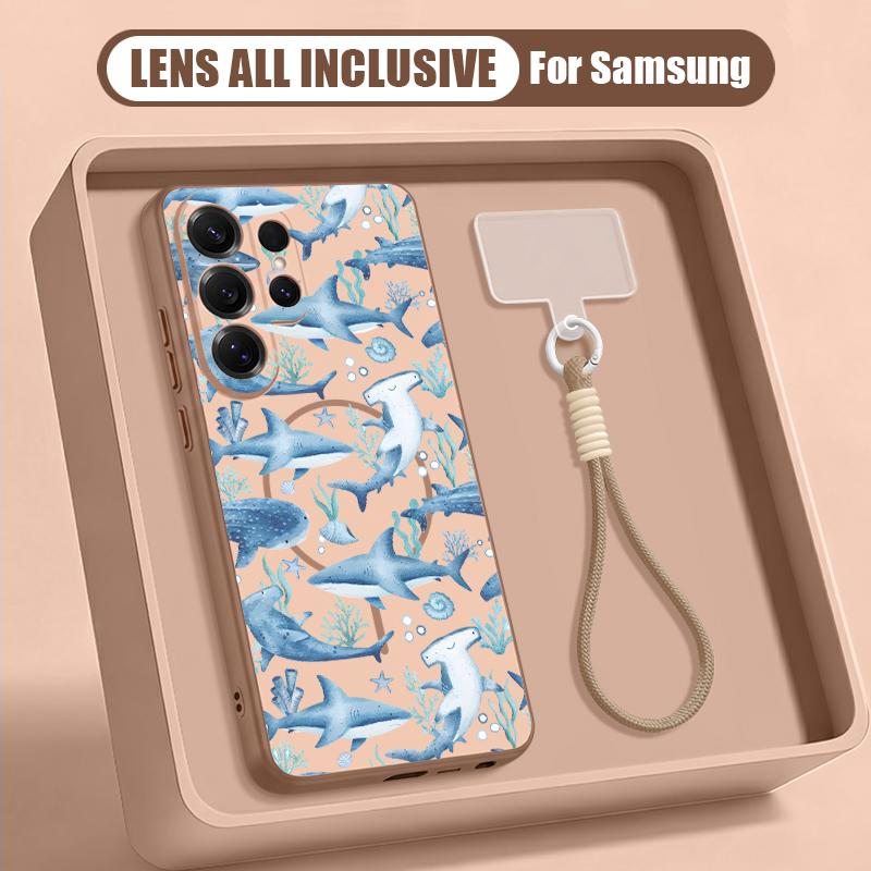 Blue and White Surfing Wave Case For Samsung S26 Ultra S25 FE S24 S24 Plus A57 A37 A17 A56 A36 A16 A55 A35 A15 A54 5G Hybrid Magnetic Matte Cover