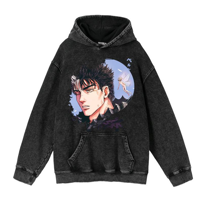 Nou Anime Peripheral Print Spălat Retro Pulover Hanorac Retro Jachetă Top Day Man