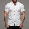 Stretch Thin Solid Color Sports Casual Cardigan Business Shirt Men's Fitness Short-sleeved Lapel Shirt