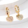 Luxury Female Love Heart Hoop Earrings Yellow Gold Color White Zircon Wedding  For Women