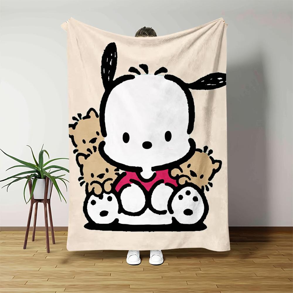 1pc Pochacco Cartoon Dog Flannel Blanket 2D Print Soft Warm Throw for Bedroom Living Room Camping Cozy Home Decor Cute Blanket 75cmx90cm