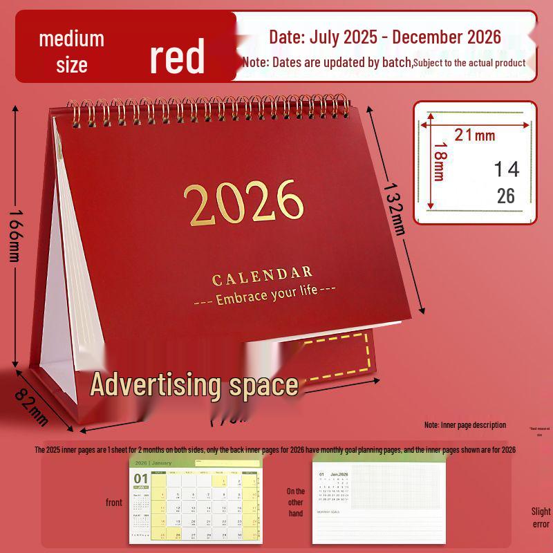 2025-2026 Desk Calendar: Monthly Planner & Memo Organizer