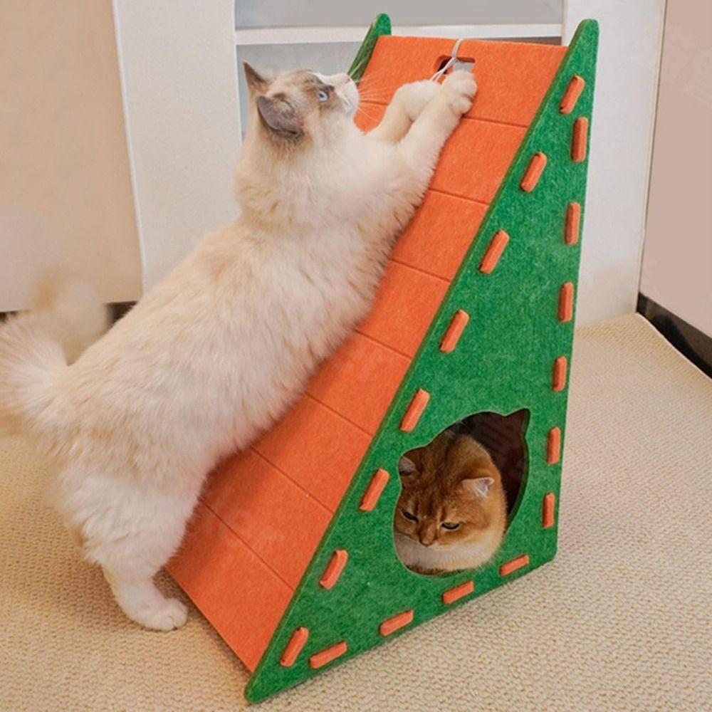 With Plush Ball Toy Cat Scratcher Easy To Clean Removable Felt Cat Scratcher Prevents Furniture Damage Durable Cat Toy