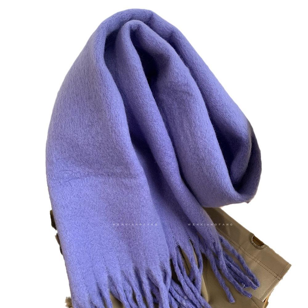 Solid Color Mohair Scarf for Women Autumn and Winter New Versatile Scarf Korean Style High End Thickened Warm Shawl