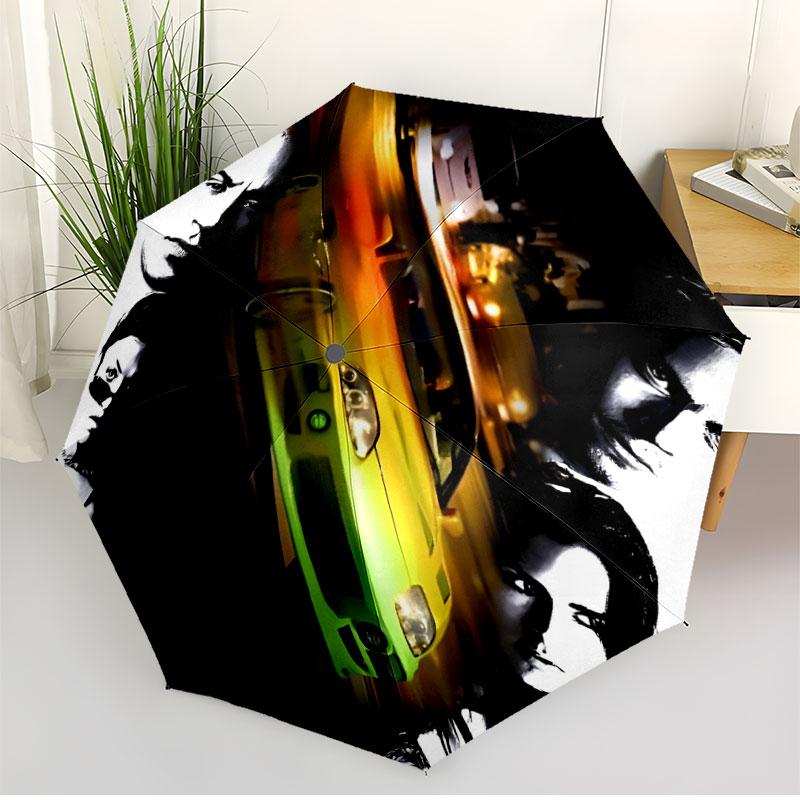Fast & Furious Print Automatic Open Close Umbrella, Portable Foldable Umbrella, for Outdoor Commute Camping Trip, Ideal Birthday Gift