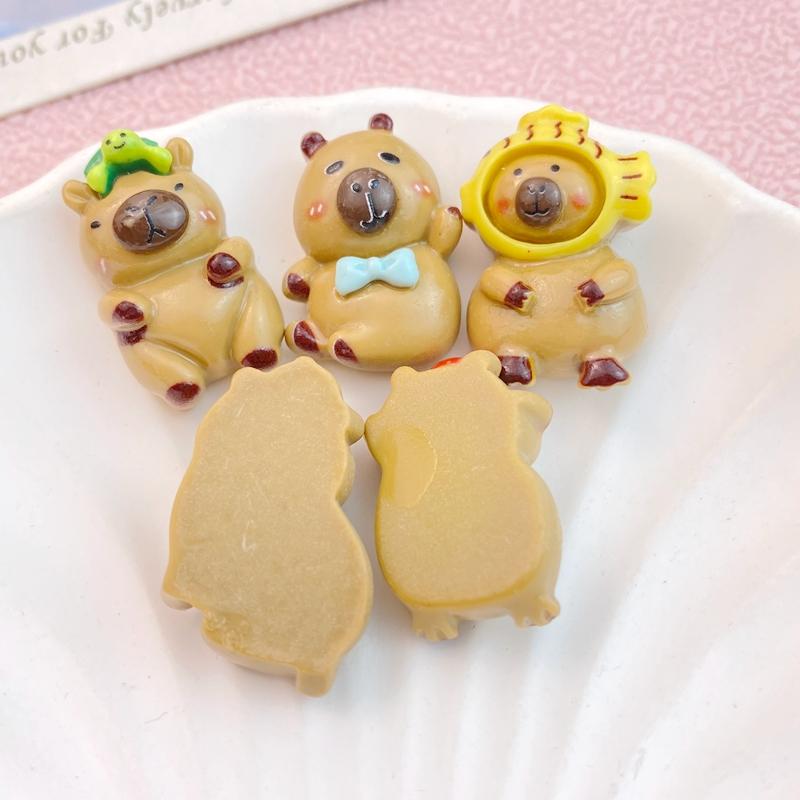 10Pcs New Cute Cartoon Gray Bear Series Flat Back Ornament Jewelry Bows Accessories