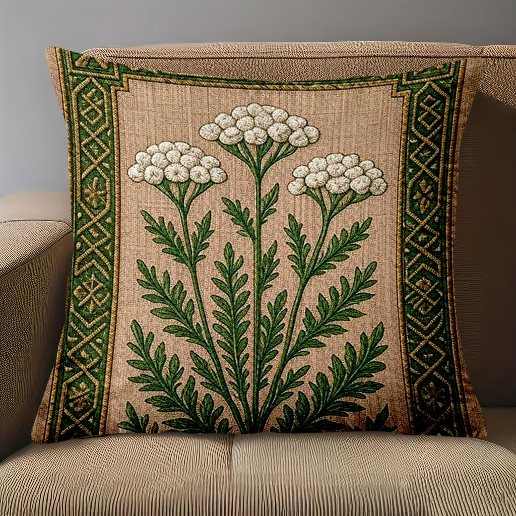 1 Stück - 2D Flachdruck Gesticktes Blumenmuster Dekokissen Polyester Kissenbezug Sofa Dekorative Kissenhülle