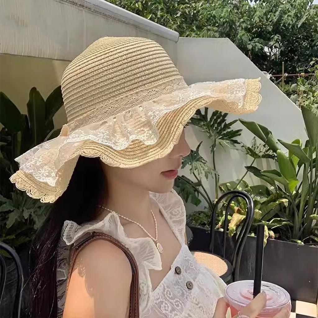 Ladies' Bow Lace Hat Beach Hat Sun Hat
