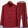 Tang Suit Men's Long-sleeved Chinese Hanfu Spring and Summer Dad Shirt Grandpa Shirt Tai Chi Suit