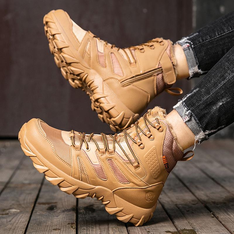 Heren Winter Fleece Militaire Laarzen Veldtraining Tactische Laarzen Vechtschoenen Outdoor Piek Beklimmingslaarzen Woestijnlaarzen