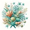 QT2008#15cm Starfish Coral Shell Self-Adhesive Vinyl Decal, Used for Car Windows, Bumper, Laptops, Waterproof Exterior Car Accessories