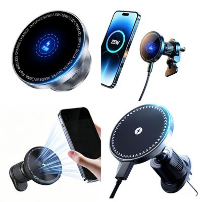 Versatile 15W 25W Fast Magnetic Car Charger Wireless Air Vent Mount Holder Strong Grip Force for Rough Road Trips Smartphones