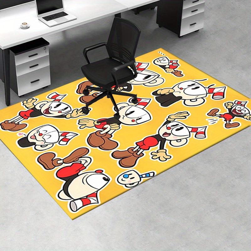 1ks Cuphead, Mugman, Kancelářský koberec ve stylu art, Měkký polyester, Protiskluzový, Lze prát v pračce, Koberce do interiéru Li