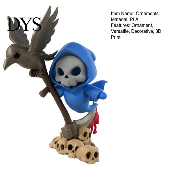 Cool Personalized Desk Accessories Halloween Sickle And Skull Ornament, 3D Printed Crow Desktop Decoration, Charming Atmosphere Decor Funny