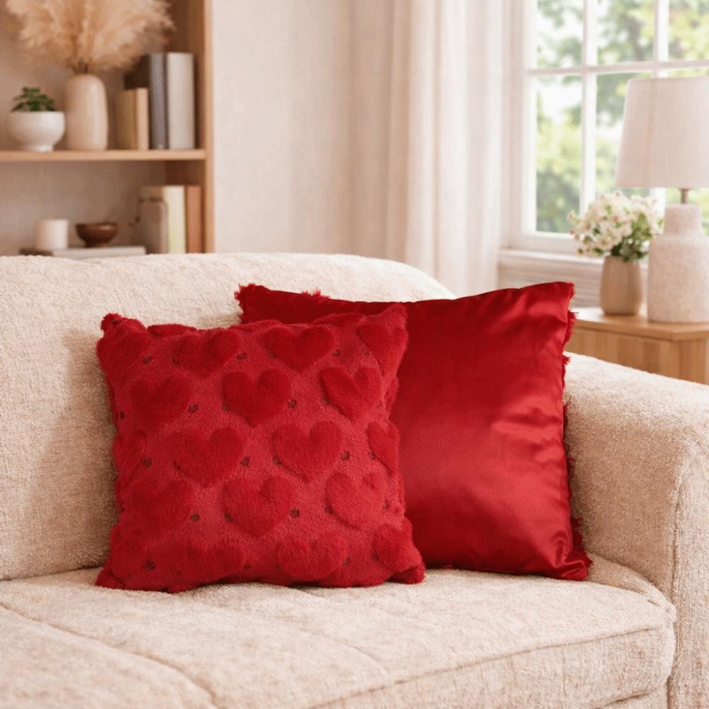 Sweet 45*45 CM Heart Plush Pillow Cover Romantic Soft Throw Pillow Cover Wear Resistant Comfortable Pillowslip Gift