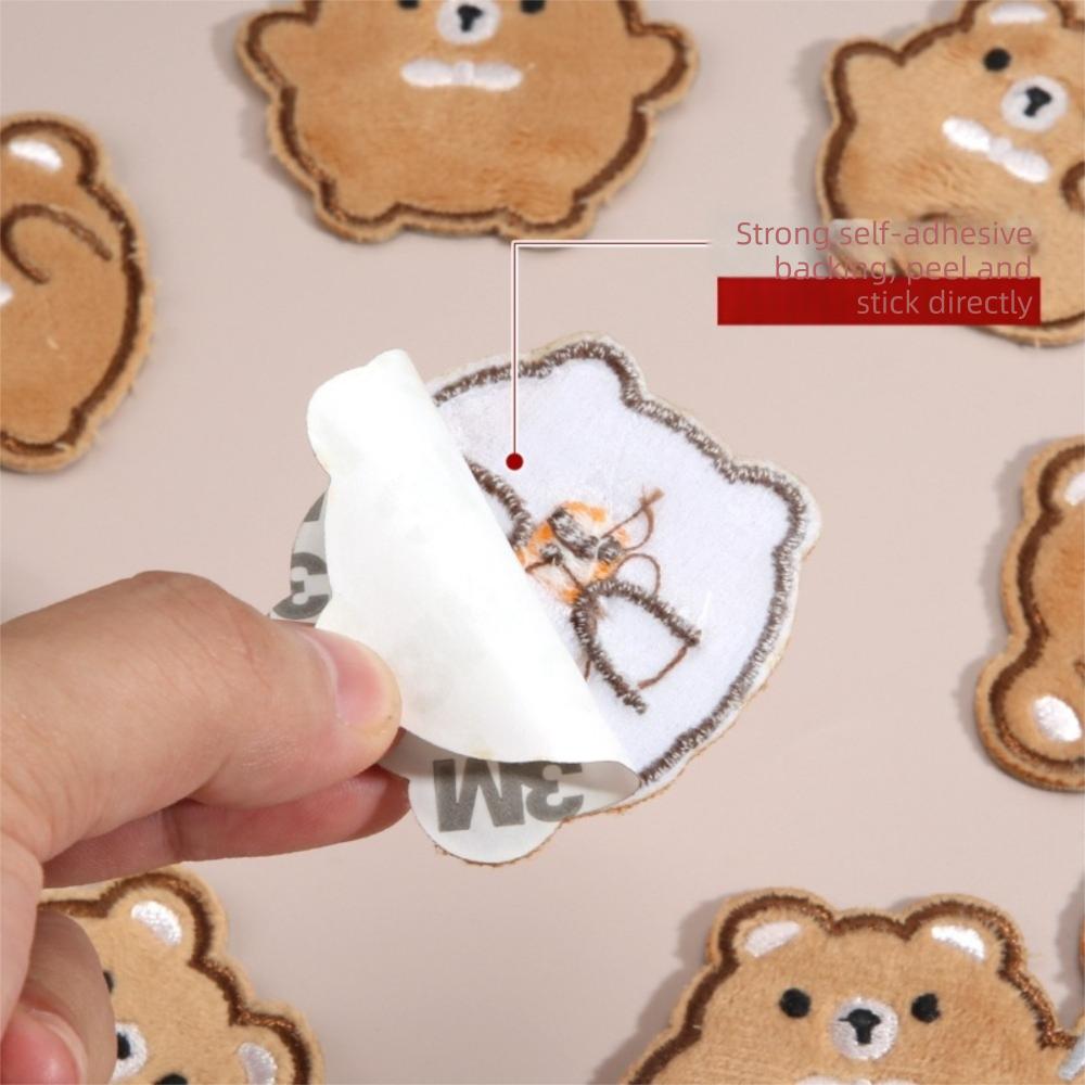Cartoon Bear Down Jacket Fabric Patch Self Adhesive Badge Sticker Clothing Accessories
