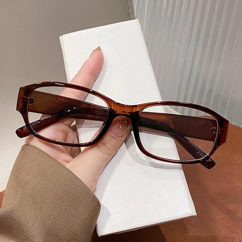Women Retro Red Square Glasses Frame Glasses Optical Eyewear Decorative Computer Anti-Blue Eyeglasses With Seaside Driving