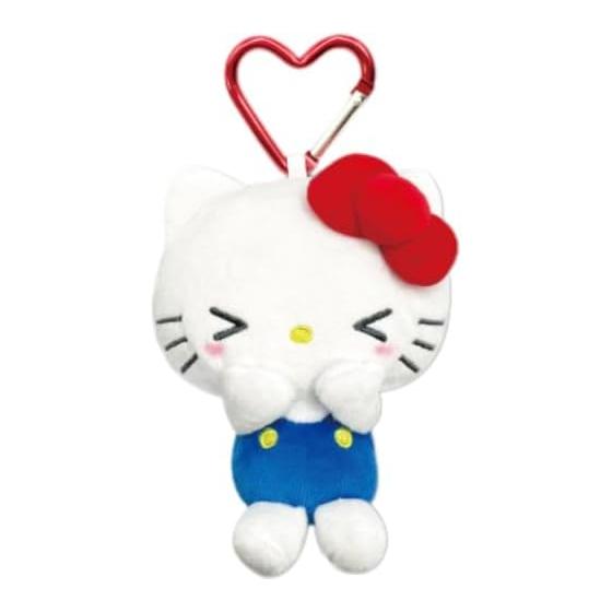 Сумка-пенал Hatayama Shoji с маскотом Sanrio, лицо Хелло Китти, милая плюшевая игрушка-пенал, мини-пенал, футляр для аксессуаров, в комплекте карабин-сердечко, размер пенала с персонажем: