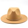 New thin chain accessories European and American autumn and winter solid color woolen top hat European and American fashion jazz hat