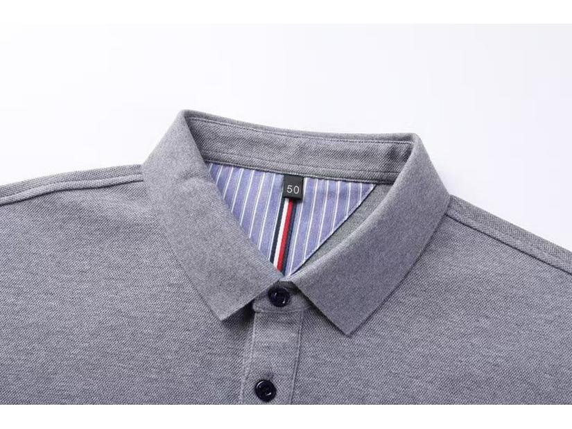 Men's Long Sleeve Turn-Down Collar Polo with Casual Embroidery