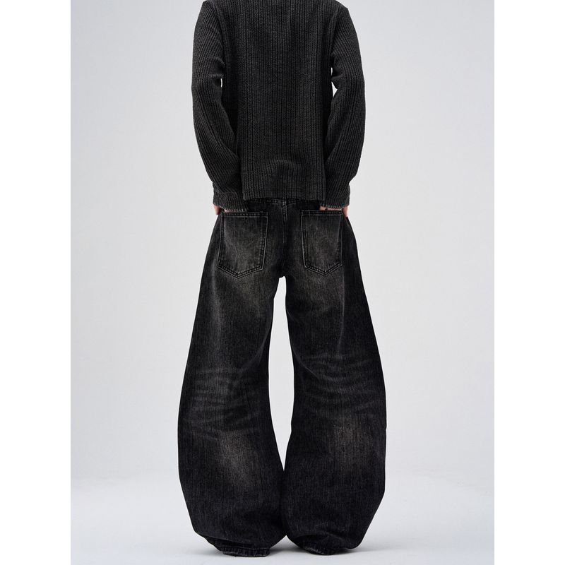 Kisko American Retro Bamboo Pattern Cleanfit Scimitar Jeans for Men and Women, High-End Loose Straight Pants