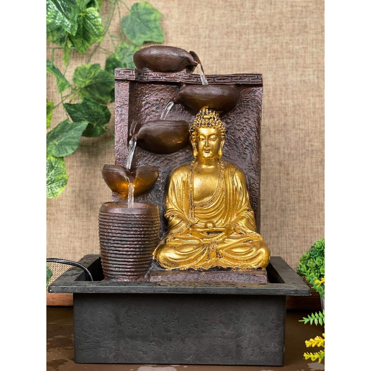 

Raj gharana Arts and Crafts Buddha Water Fountains /Indoor Water Fountains This Buddha Fountain Works as a Stress Reliever золотистый