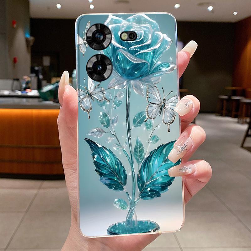 For Techno Pova 5 LH7n 5Pro LH8n Phone Case Tecno Pova 5 Pro Case Clear Luxury Fashion Butterfly Flowers Soft TPU Silicone Cover