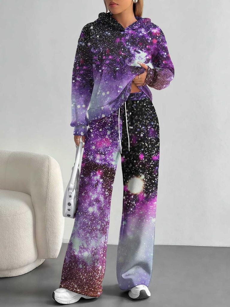 Camouflage European and American Autumn and Winter Casual Long-sleeved Suit Women's Hooded Sweater Trousers Two-piece Set