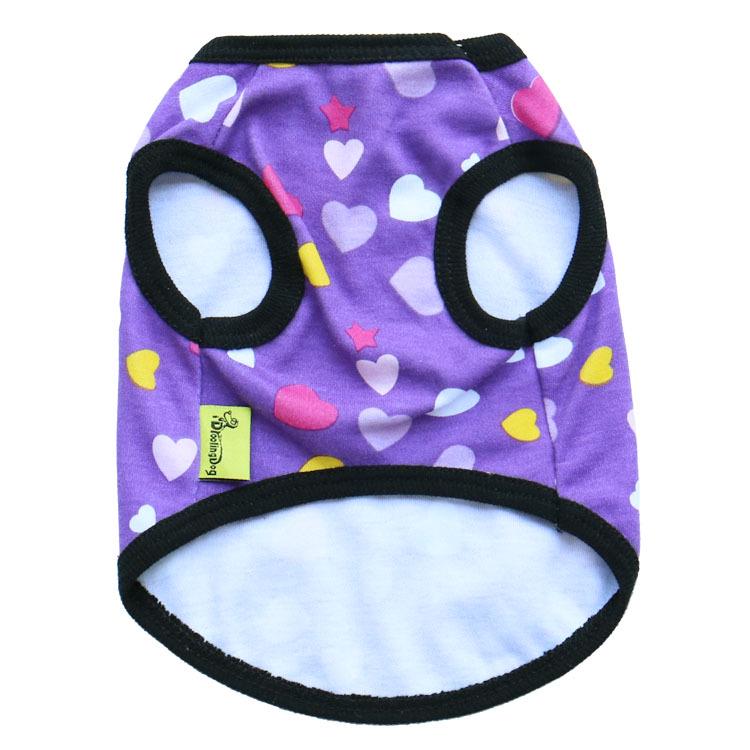 Heart Print Cotton Dog Sweatshirt - Spring/Summer Teddy Vest