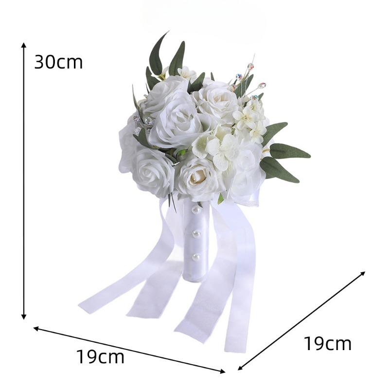 The Wedding Bouquet Is High-end and ElegantFeaturing Pearl Rose Hand-held Bouquets Artificial Flowers and Bride's Hand-held Bouquets