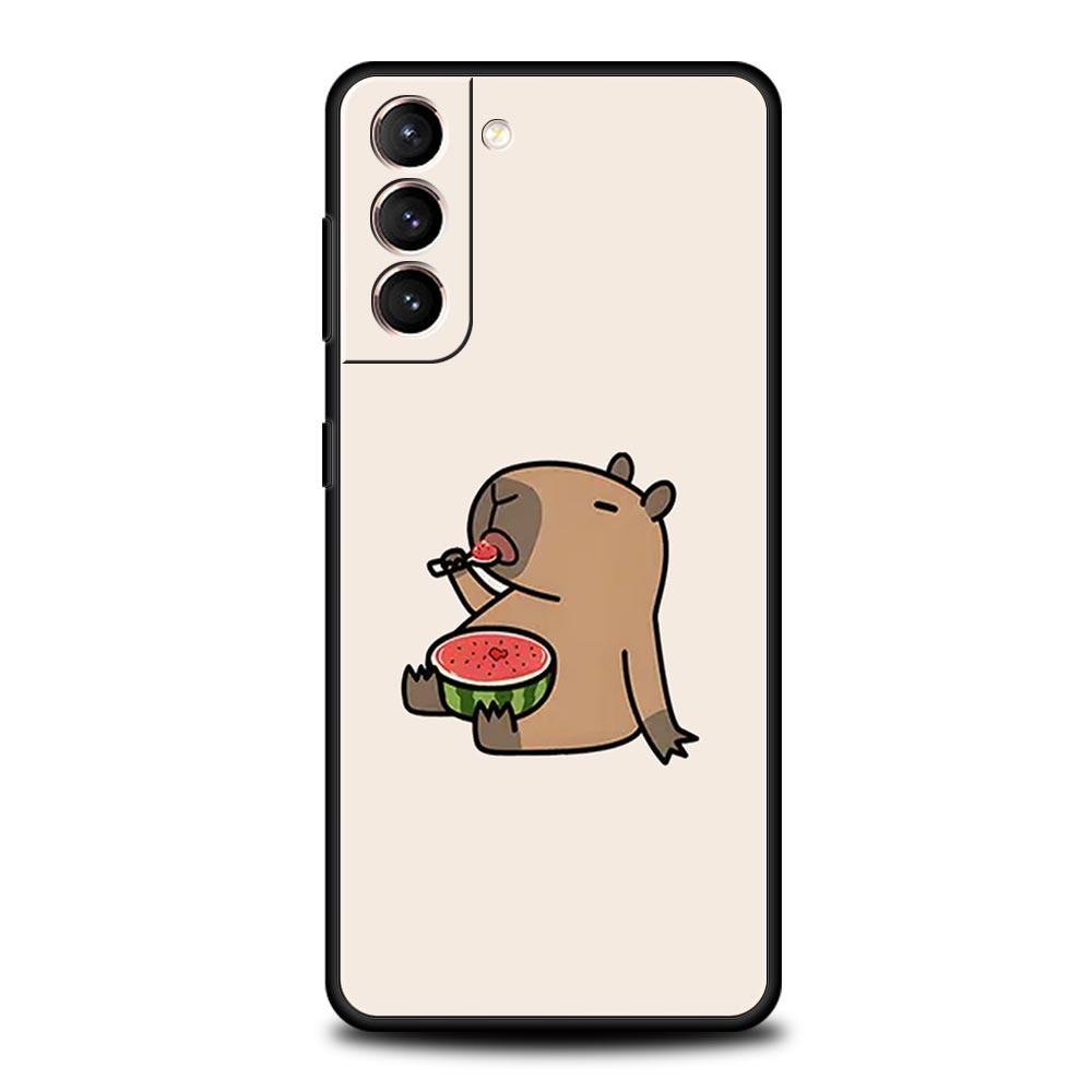 

Cute Capybara Phone Case For Samsung Galaxy S26 Ultra S25 Plus S24 FE S23 S22 5G S21 S20 Cover Black Soft Samsung S23