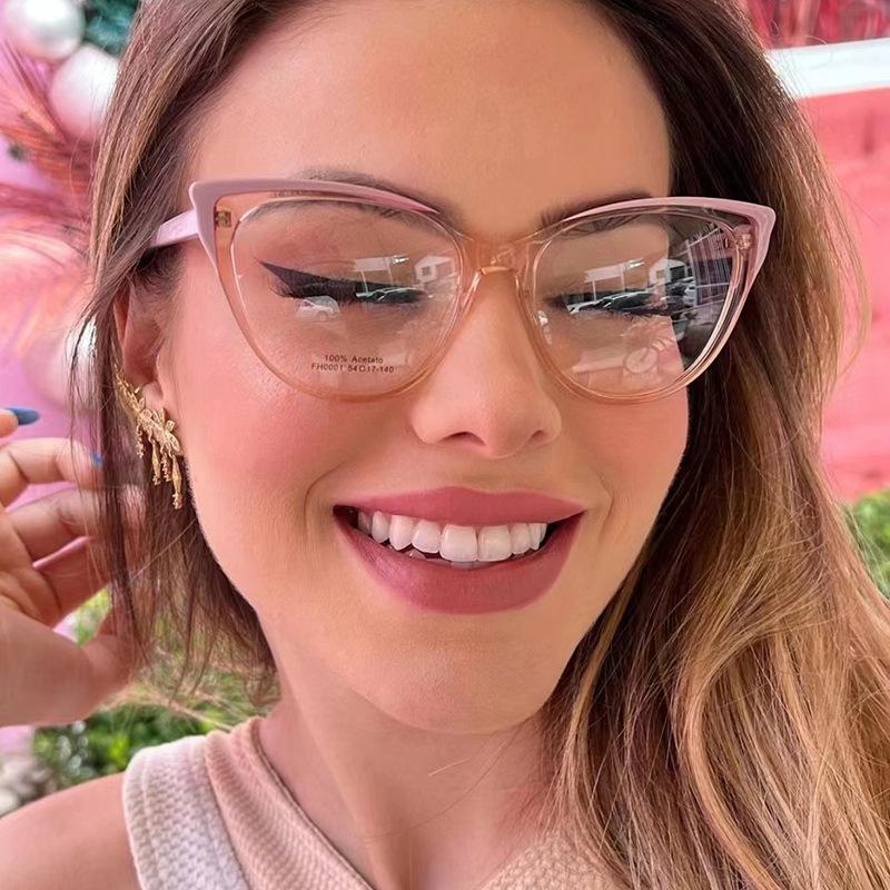 Fashion Variegated Cat-eye Collision Flat Frame Glasses Anti-blue Light Ins Style Eyeglasses Frames Trendy Leisure and Versatile