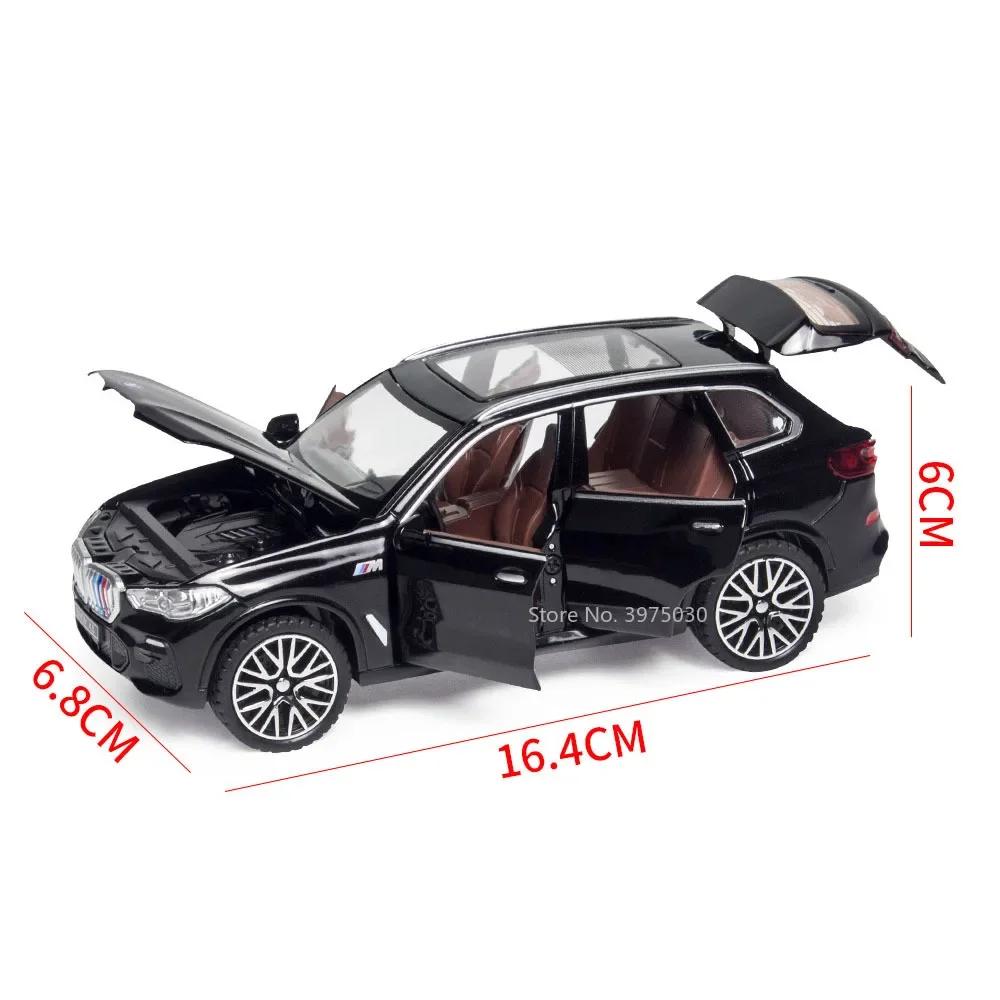 1/32 BMW X5 SUV Alloy Car Model Toy Scale Simulation Off Road Vehicle with Sound Light Pull Back Ornaments Collectibles for Children