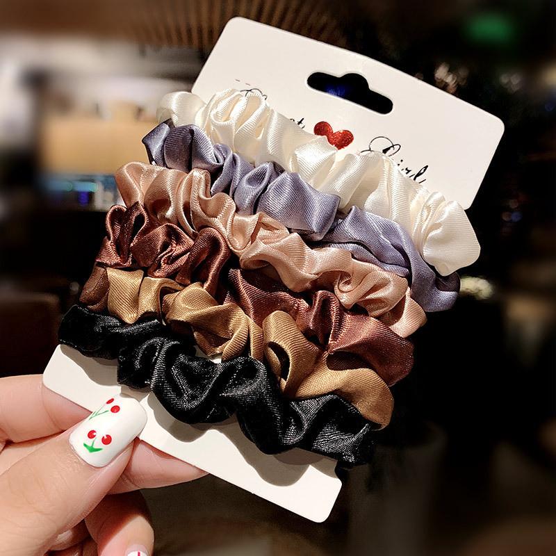 6pcs Simple Solid Elastics Hair Ties for Women Thick Hair Soft No hurt Hair Ponytail Holder Hair Rope Hair Accessories