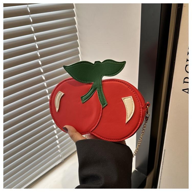 

Летняя новая креативная форма вишни, милая личность, однотонная, большая вместимость, цепочка, портативная, плечевая, сумка-мессенджер красный