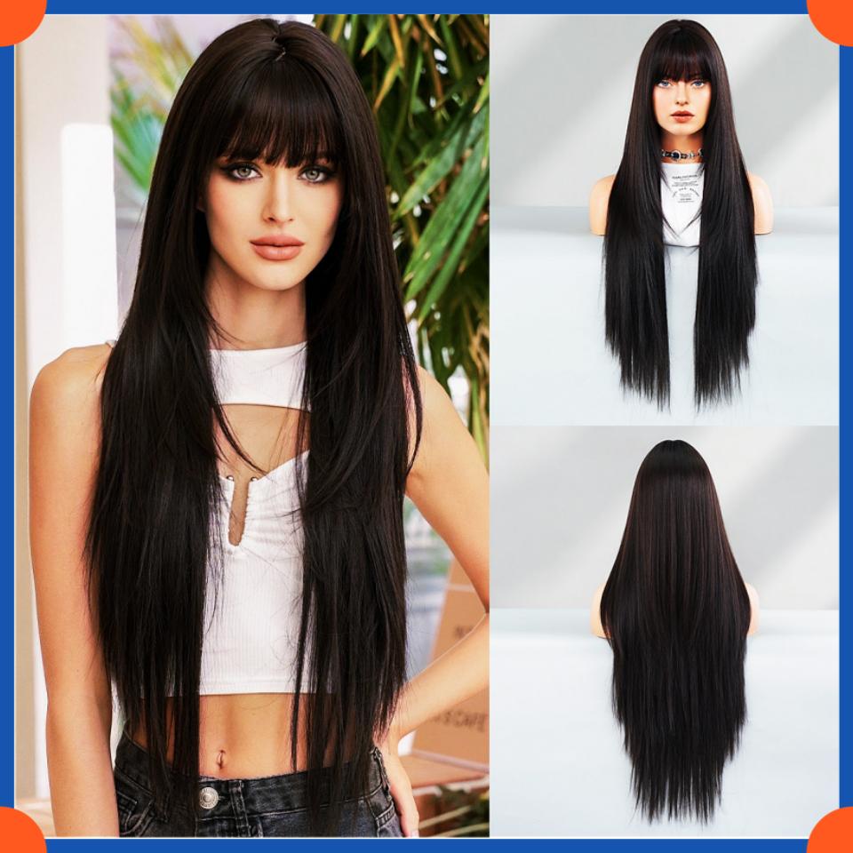 

European Wig Women s Fashion Long Wig With Bangs HW9172 чорний