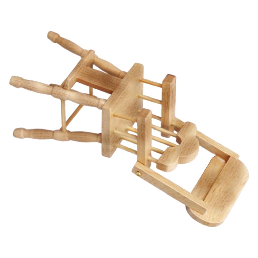 Classical Wooden Mini Baby Dining Chair for 1/12 Dollhouses Role Play Educational Kids Collectible Toy