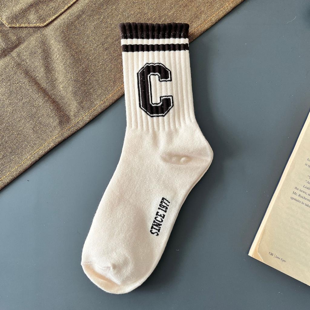 Retro American Men's Mid-rise Socks Women's Ins-style Casual Sports Basketball Socks