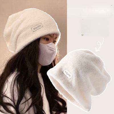 Rabbit Hair Pile Hat Women Korean Warm Face Covering Cold Proof Plush Hats Suitable Bucket Caps