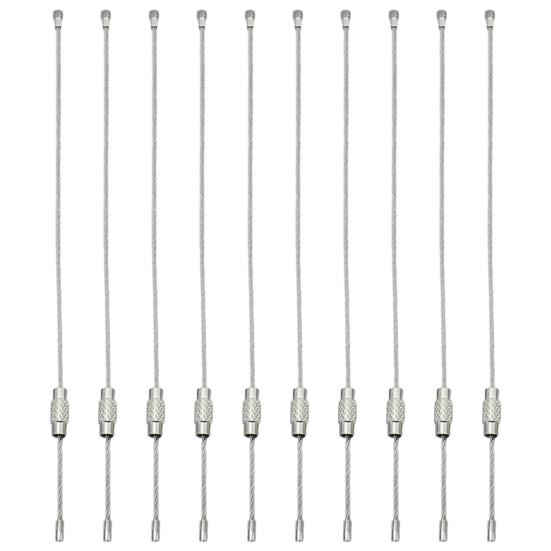 10Pcs Stainless Steel Wire Keychains 1/1.5/2mm Cable Loop Connecter