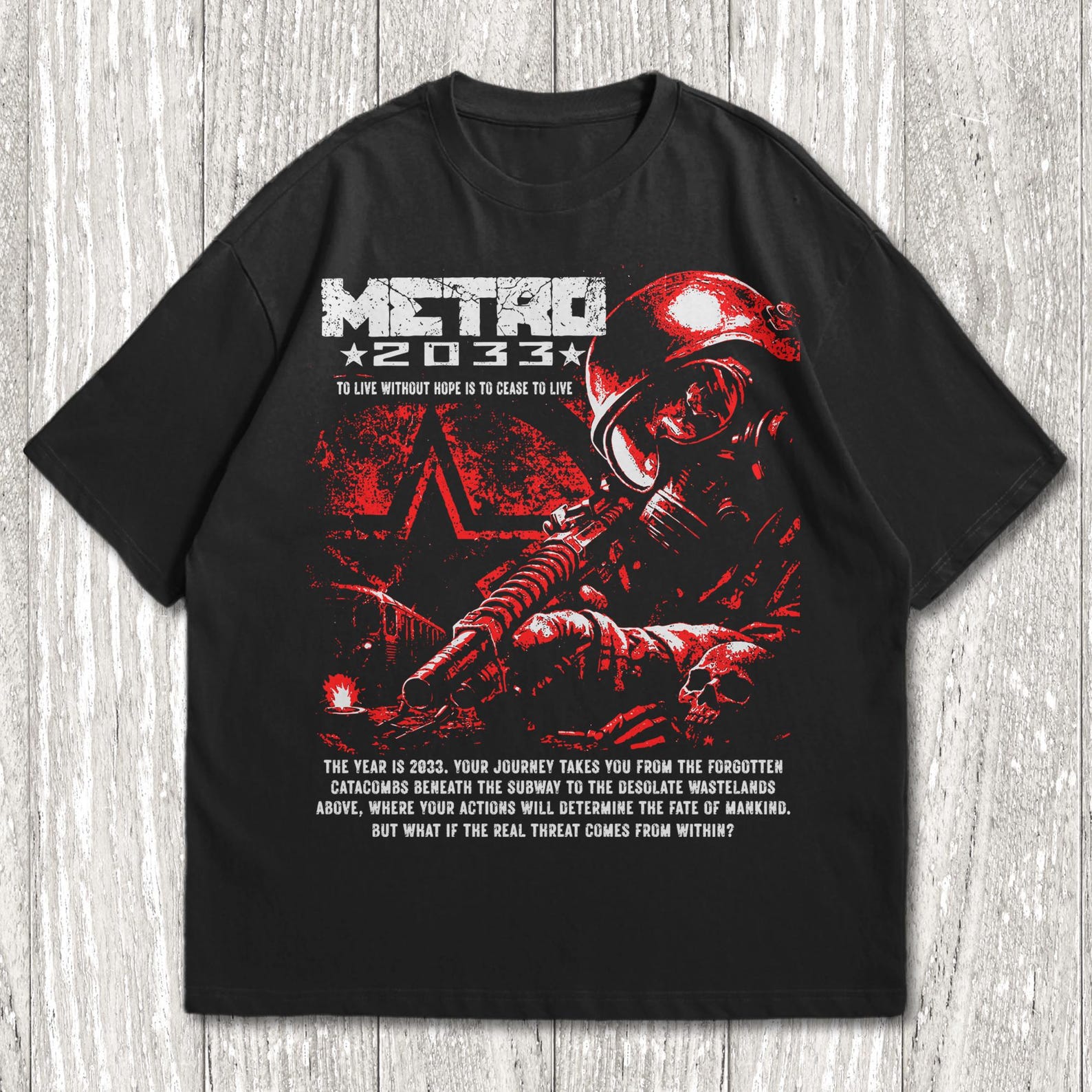 Metro 2033 T-Shirt, Horror Video Game Shirt, Shouter Video Game Tee 2XL