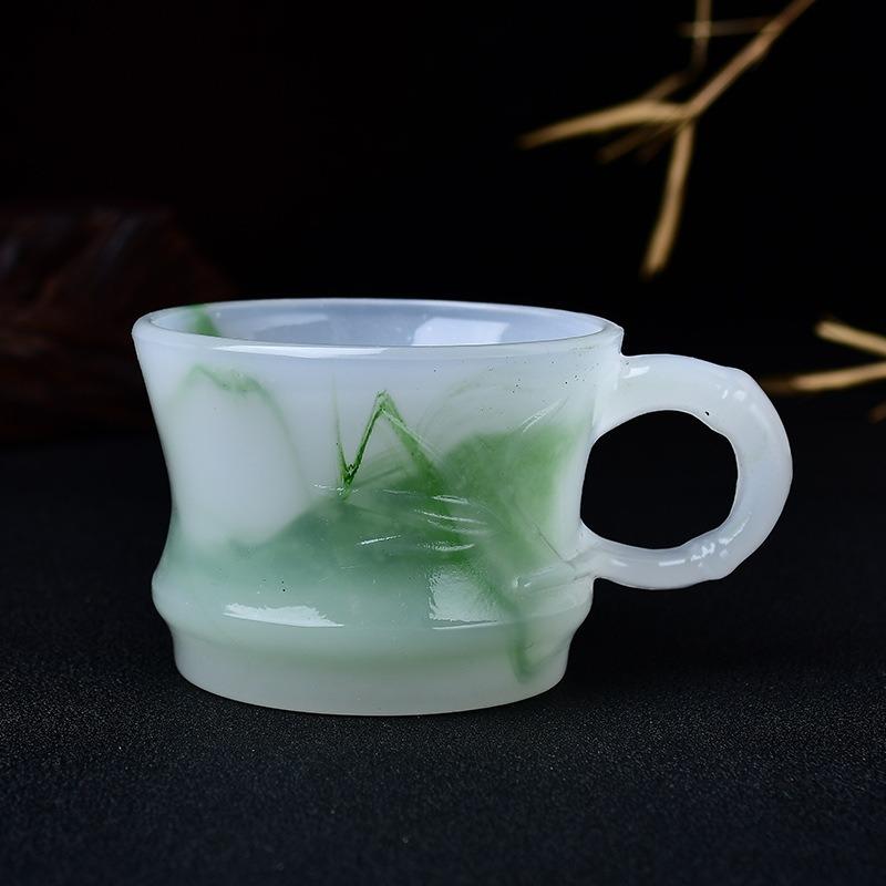 Chinese Style Milk Jade Glass Tea Cup Kung Fu Tea Family Meeting Tea Cup Household Simple and Exquisite Water Cup